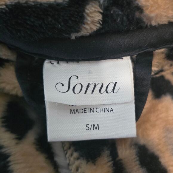 Soma Animal Print Soft Cozy Winter Belted Winter Warm Robe S/M - Picture 5 of 6